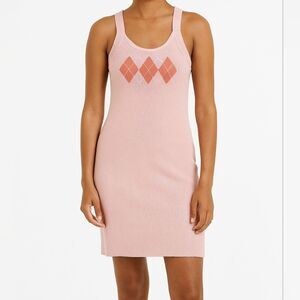 NWT Pink M Tank Sweater Dress Argyle Preppy Twee Knit Sleeveless Clueless Cher
